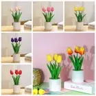 PU Flowers Artificial Flowers Tulip Potted Vivid Fake Plants Home Decor