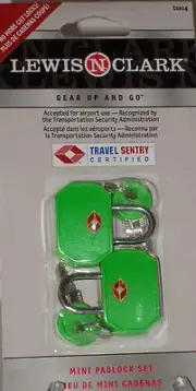 NEW LEWIS N CLARK TRAVEL LOCK - LIME GREEN TSA14 - KEY LOCKS - set of 2
