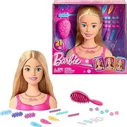 Barbie Doll Styling Head, Blond Hair with 20 Colorful Accessories, Doll Head for Hair Styling