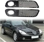 Front Bumper Fog Light Grille Compatible For SLK W171 R171 2009 2010 2011 Fog Light Grille Cover With Chrome Ring Suitable(Left)