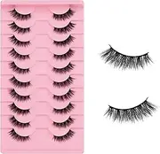 TORMEN False Eyelashes,10 Pairs of Half False Eyelashes,3D Eyelash Handmade False Eyelash Set,Half False Eyelash Transparent Cat Eye Natural Short Eyelash Mink False Eyelash (Half Eyelashes style E)