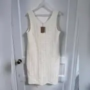 Boden Scoop Back Knitted Mini Dress in White New With Tag Size 10 Long