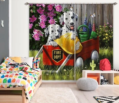 3D Trolley Dog Hat A604 Blockout Photo Curtain Fabric Window Kevin Walsh Amy