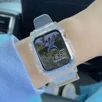 在飛比找Yahoo!奇摩拍賣優惠-apple watch 錶帶 透明連體錶帶冰川手錶帶 蘋果手