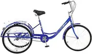 Three Wheel Bike, 3 Wheeled Adult Tricycle 24 in 7 Speed Trike Cruise Bike for Women Men ERR&s Exercise Mobility Fun with Cargo Basket Cycling Pedalling