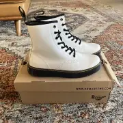 Dr Martens Doc Zavala Size W10/M9 White Smooth Leather Combat Boots New!