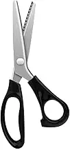 Shallho Pinking Scissors, Dressmaking Scissors, Fabric Scissors, 23.5 cm, Zigzag Stainless Steel Handle, Black, Sharp Scissors for Cutting Fabric, Clothing, Textiles, Sewing, Paper, Crafts
