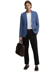 [Oxford] Blake Linen Blend Blazer in Blue