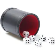 Faux Leather Dice Cup with Velvet Interior, Silent Rolling for Liars Dice, Farkle Yahtzee Board Games (Red)