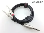 6ft Kirlin 1/4" TRS Stereo Male Plug to Dual 1/4" TS Mono Male Noise-Free Cable