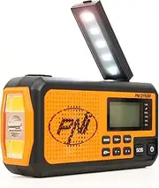 PNI DYN300 Portable Radio with Dynamo, Solar Charging, Flashlight, Power Bank 4000mAh, SOS, IPX3, Orange