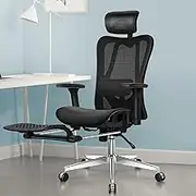 ALFORDSON Ergonomic Mesh Office Chair with 3D Armrest, Recline & Tilt Executive Study Chair with Adaptive Lumbar Support, Computer Gaming Desk Chair with Adjustable Headrest & Footrest, Black