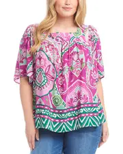 Karen Kane Plus Size Flare Sleeve Square Neck Top