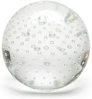 Cá d'Oro Big Ball Glass Paperweight with Bubbles Hand Blown Murano-Style Art Glass