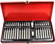 40-Piece Combination Hex Torx and Spline Socket Bits Set Metal Storage Box Set
