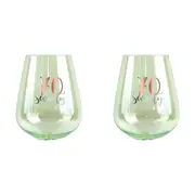 2PK 70th Birthday 13cm/600ml Stemless Wine Glass Tumbler w/ Rose Gold Decal