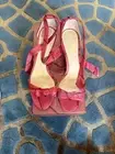Alexandre Birman Abigail Red Kitten Heel Bow Vegan Leather Sandal 38