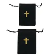 Pack of 10 Stylish Black Fabric Bag for Jewelry Organization Drawstring