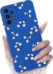 [CASBST] for Samsung Galaxy A23 5G/4G Phone Case, Fashion Flower Pattern Design Girls Women Liquid Silicone Cover, Slim Shockproof and Scratch-Resistant Soft Case for Samsung A23 - Blue