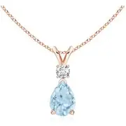 Aquamarine Teardrop Pendant with Diamond