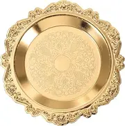 ARTIBETTER Antique Trinket Dish Nordic Style Jewelry Storage Tray Vintage Gold Food Tray Ring Holder Vanity Trays Dessert Plate Soap Dish 3.93 Inch (Golden)