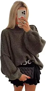 [Generic] Women's Oversized Sweaters Long Sleeve Knitted Pullover Fall Winter Fashion Solid Color Jumper Tops
