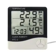 HTC-2 Digital LCD Hygrometer Indoor Thermometer Humidity Gauge Meter Clock