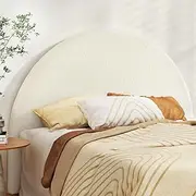Artiss Queen Bed Headboard, Arch Shape Beds Headboards Boucle Fabric Tufted Head Frame Base Upholstered, 160 x 117 x 8cm, Modern Design with Plastic Legs White