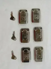 Keyed Toolbox Jewelry Box Toggle Latches Catch Hasp Lock Silver Tone Lot Of Six