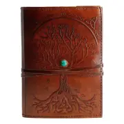 Leather Journal Refillable Lined Paper Tree of Life Handmade Leather Journal