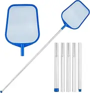 LEVOTIYER Pool Net - Pool Skimmer Net with 5 Section Detachable Poles, 22.2''- 59.1'', Skimmer Net with Fine Mesh Net, Pool Leaf Net