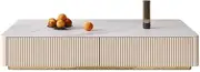 Living Room Table Rectangular Coffee Table, Modern Minimalist Coffee Table with Slate Top and 4 Drawers, Living Room Center Table Sofa Table, Easy to Assemble Outdoor Side Table(100x50x35cm)