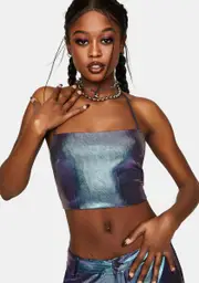 [One Above Another] Blue Reflective Bralette Top