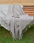 Light softened 100% LINEN with tassels throw blanket natural color flax handmade