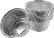 Luxshiny Metal Tart Mould 100pcs Round Ramekins Muffin Cups Tin Foil Cupcake Pans Aluminum Foil Baking Cups Cupcake Liner Mini Tart Pie Tin Pan Holder for Creme Brulee Party Wedding