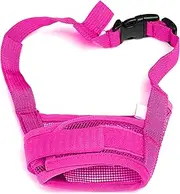 Soft Dog Muzzle for Large Medium Small Sized Dogs, Full-Covered Anti-bite Air Mesh with Adjustable Straps, Breathable Drinkable Prevent Biting Barking Chewing Licking (Pink) (S)