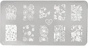 uxcell Stainless Steel Flower Printed Nails Template Painted Plate 1 Sheet