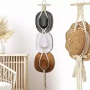Yulejo Macrame Hat Hangers Boho Hat Rack for Wall Western Cowboy Hanging Orga...