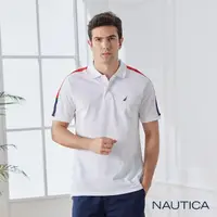 在飛比找momo購物網優惠-【NAUTICA】男裝 純棉拼接撞色短袖POLO衫(白色)