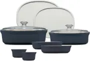Corningware French White Bakeware 10-Piece Set, French Navy