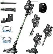 Cordless Stick Vacuum Cleaner - 30Kpa Powerful Suction with Brushless Motor, Self Standing Design, 45 Mins Runtime, LED Display, 6 in 1 Lightweight Handheld Vacuum for Home Hard Floor and Carpet