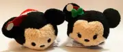 New Disney Mini Tsum Tsum Mickey Minnie Mouse Mistletoe Holiday Set 2 Plush Toys