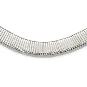 Stainless Steel Chisel Polished And Textured 18 Inch Omega Necklace
