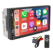 Double Din Car Stereo with CarPlay, 7inch Touchscreen Radio Bluetooth and Backup Camera Phone Mirro Black