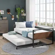 Zinus Marie Split Rail Daybed Frame Steel Slat Support Single Size Black metal