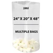 2Mil 24" X 20" X 48" | Clear Gusseted Bags, Heat Sealable | Multiple Bags