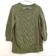 NEW NWT TALBOTS Sage Green Chunky Cable Knit 100% Cotton Sweater PLUS PETITE 2XP