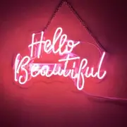 Hello Beautiful Pink Acrylic 17" Neon Sign Light Lamp Show Gift Bar Dimmer EM