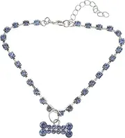 BELLIFFY Adjustable Pet Necklace Cat Collar Chain Shape Pendant Puppy Jewelry Rhinestone Metal Stylish for Dogs Cats