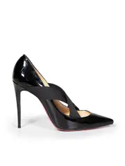 Black Patent Cross Strap Pumps